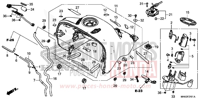 RESERVOIR A CARBURANT/POMPE A CARBURANT (CRF1000A2/AL2/D2/DL2) de Africa Twin PEARL GLARE WHITE (NHB53HB) de 2018
